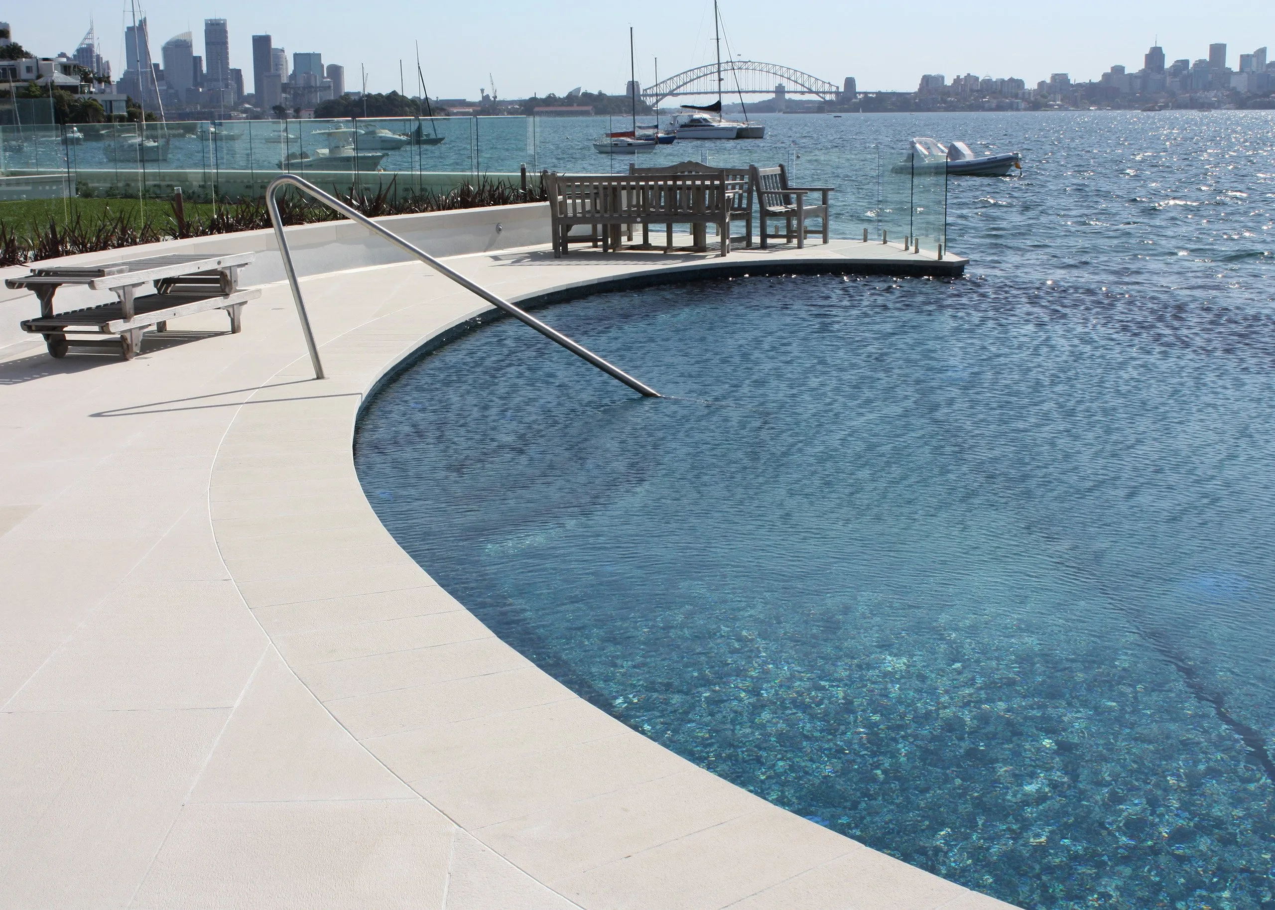 gosford-quarries-sandstone-sydney-melbourne-brisbane-paving-62-wunulla-rd-pure-white-gangsawn-bushhammer-pool-paves-capping-sm Image of Sandstone Garden Edging, Wall Capping & Pool Coping Supplies